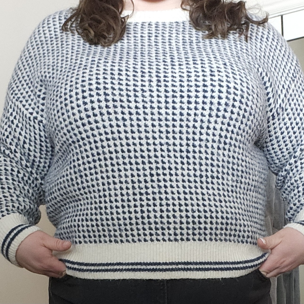 Old Navy Blue and White Knit Sweater